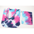 Tie dye Cotton cosmetic pouch bags with printed custom logo